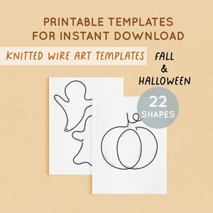 Halloween Printable Template for Knitted Wire, Wire Art Templates, Halloween Decor, Tricotin, Bending Wire Craft, ICord, Boo, Ghost, Pumpkin