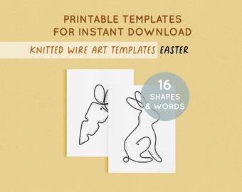 Easter Knitted Wire Templates, Knitted Wire Pattern Bundle, Printable Template for Knitted Wire, Diy Crafts Knitting,  Tricotin Art