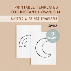 Wire Art Template, Space Wall Art, Craft Template, Printable Templates for Knitted Wire, Wire Art Tutorial, Wire bending, Knitted Shapes