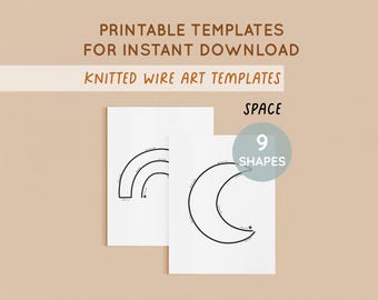 Wire Art Template, Space Wall Art, Craft Template, Printable Templates for Knitted Wire, Wire Art Tutorial, Wire bending, Knitted Shapes