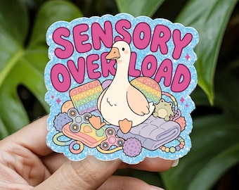 Portatarjetas de sobrecarga sensorial, portatarjetas neurodivergente, portatarjetas de concienciación sobre el autismo, insignia de salud mental, regalo de terapia ocupacional, juguete antiestrés con forma de ganso