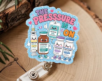Funny ICU Nurse Badge Reel, The Pressure Is On Retractable Badge Holder, Cute Critical Care RN ID Clip Gift