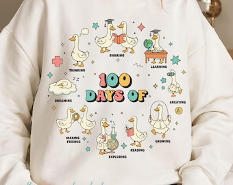 100 Tage Schulgans PNG, lustiges, dummes Gans-Lehrer-Klassenzimmer-Design, niedliche Aktivitäten PNG, Lehrerfeier-Sublimation