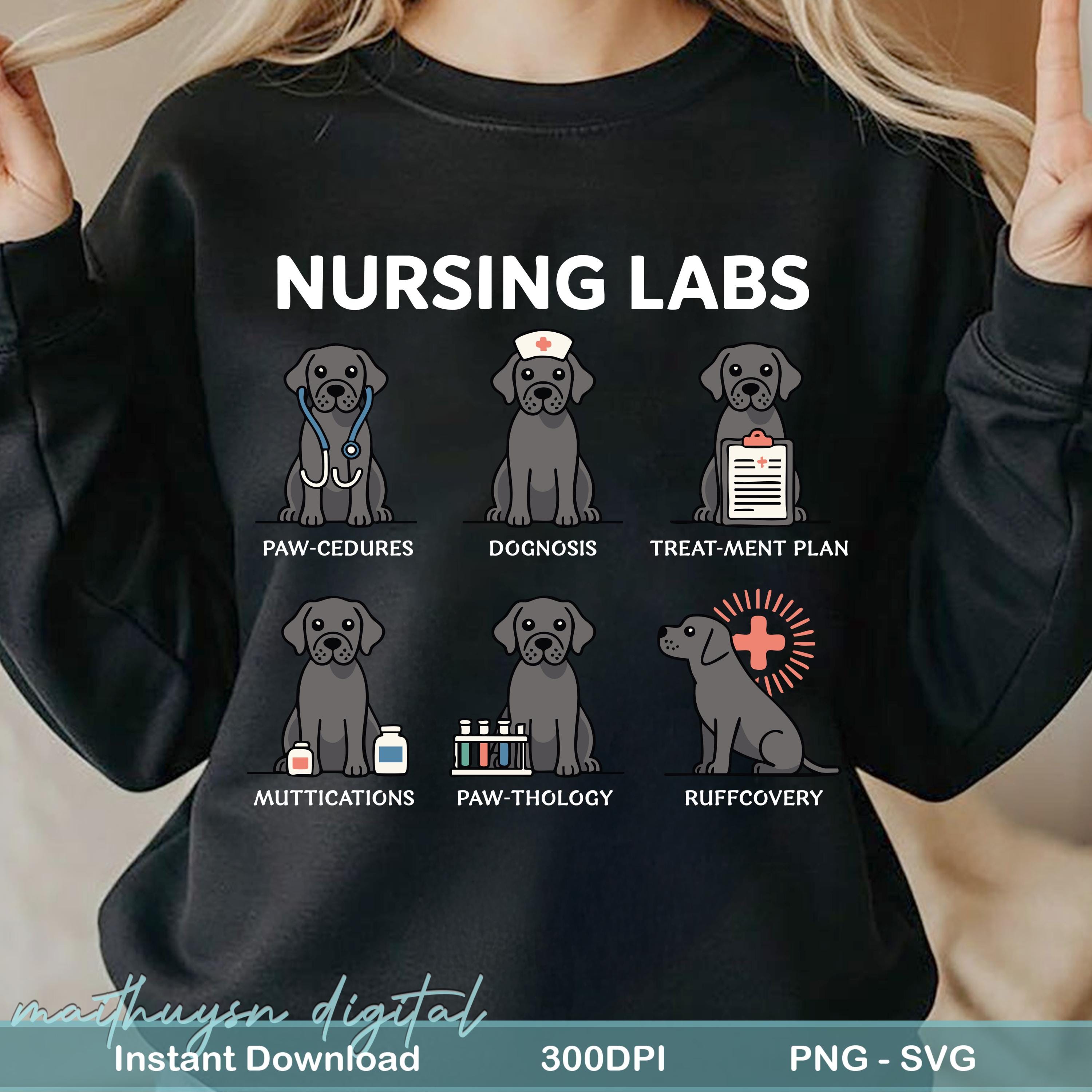 Nurse Black Lab Dog PNG, Funny Nursing Pups Medical Pun PNG, Pawcedures ...