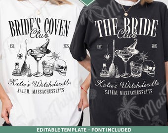Witch Bridal Party Gift Cocktail Bach Club PNG SVG, Editable Celestial Moon and Stars Design, Custom Gothic Bride Party, Coven Wedding PNG