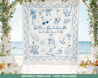 Mermaid Bachelorette Template SVG PNG, Editable Last Splash Beach Bride Design, Custom Seashell Coastal Bridal Party File , Ocean Themed PNG