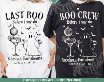 Halloween Bachelorette SVG PNG Template, Editable Last Boo Bride Boo Crew Design, Custom Witchy Bridal Party, Spooky Bach Digital File