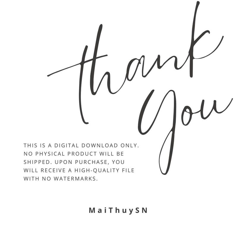 Pu&ograve; includere: Grafica per download digitale con le parole "thank you" in elegante scrittura nera. Il testo &egrave; su sfondo bianco. Il testo aggiuntivo indica che si tratta di un download digitale.