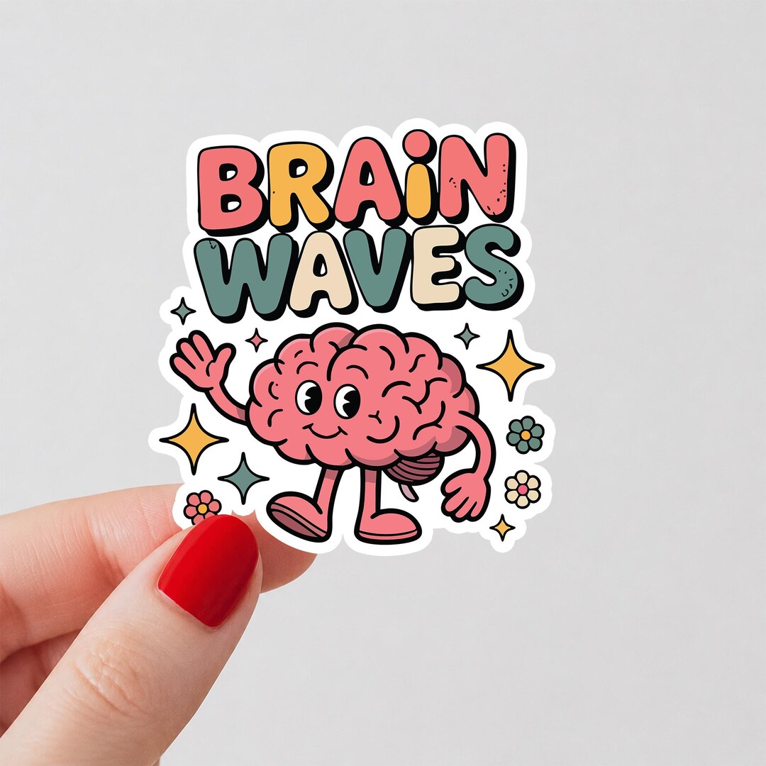 Neurology Sticker Brain Waves Sticker, Cute Brain Anatomy Vinyl Decal, Neurology Nurse ...