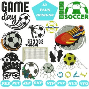 Floral Soccer Embroidery Design Bundle: Soccer Mama, Player, Shoe