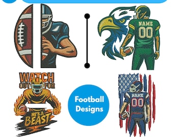 Motif de broderie Machine Football américain Mini broderie football Rugby broderie Split équipe de football ballon de sport PES 3 + fichier numérique taille