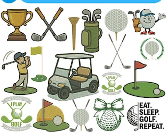 Lot de mini golf à broder machine Balles de golf motif de broderie machine broderie voiturette de golf broderie serviette de golf PES 3 + fichier à télécharger taille