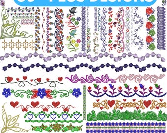 Motif de broderie floral bordure vigne : cadres monogramme (téléchargement numérique)