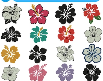 Motifs de broderie Machine fleur d'hibiscus Mini broderie Hibiscus Fleur d'Hawaï broderie Hibiscus rose fleur tropicale 5 + fichiers PES tailles