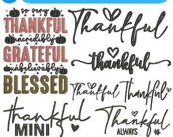Lot de motifs de broderie machine reconnaissants Coquette broderie d'automne reconnaissante basée sur la foi pour Thanksgiving EMB broderie automne 3 + tailles à télécharger