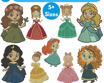 Motifs de broderie Machine princesse diadème de princesse brodé robe de princesse Broderie anniversaire princesse appliqué fichier PES 5 + tailles