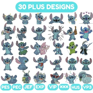 Stitch LiLo Machine Embroidery Design Bundle  Stitch LiLo Designs  Floral Stitch Embroidery,  Cute Stitch Embroidery Pattern Disney Stitch