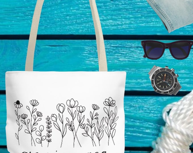 Featured listing image: Grow in Grace Floral Tote Bag | Grow in Grace | Eco-Friendly, Gift, Church, Bible Study, Everyday Use