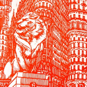 Linocut &quot;Denfert&quot; - original print - engraving and printing handmade in Paris - art print - linocut print hand made - artisanal