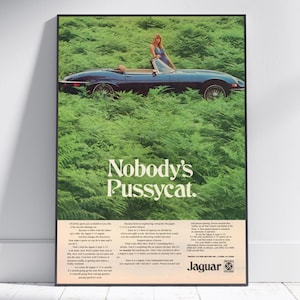Jaguar E-Type V-12 Poster – Vintage-Werbung für britische Oldtimer