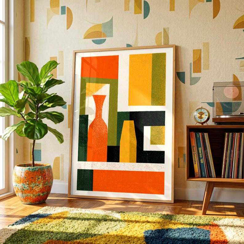 Abstract Geometric Art | Vintage Illustrated Poster - Etsy