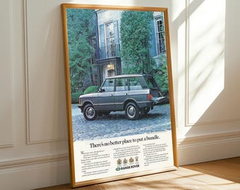 Vintage Range Rover Ad Poster, European Estate Car Art