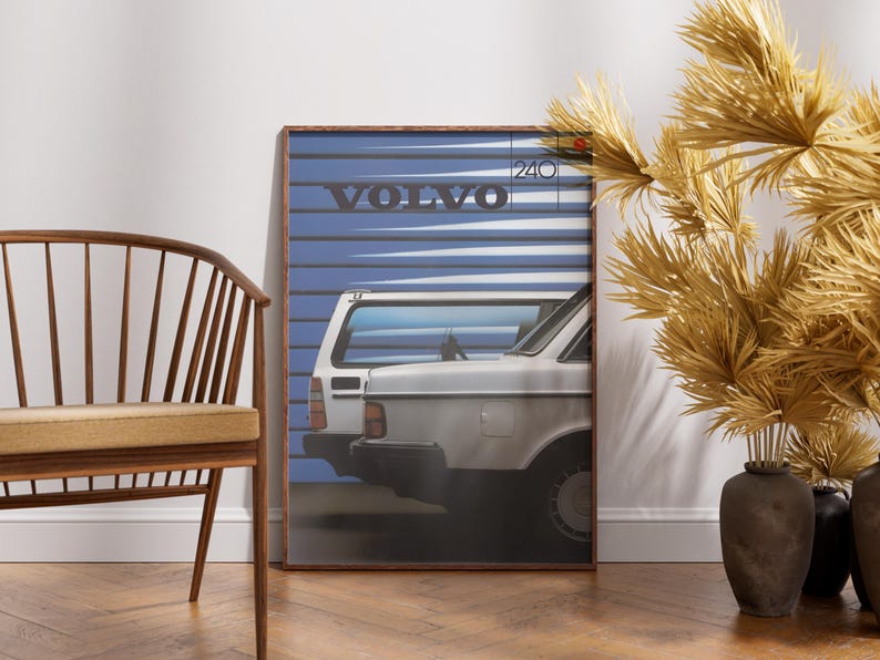 Volvo 240 Lettering Volvo 240 Retro Poster, Vintage Swedish Car Art Print - Etsy