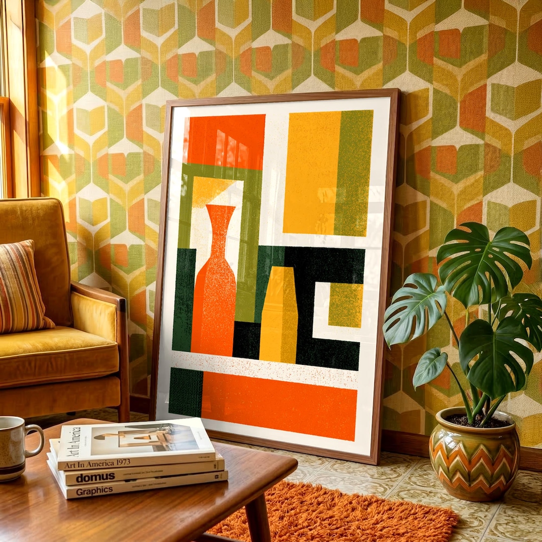 Abstract Geometric Art | Vintage Illustrated Poster - Etsy