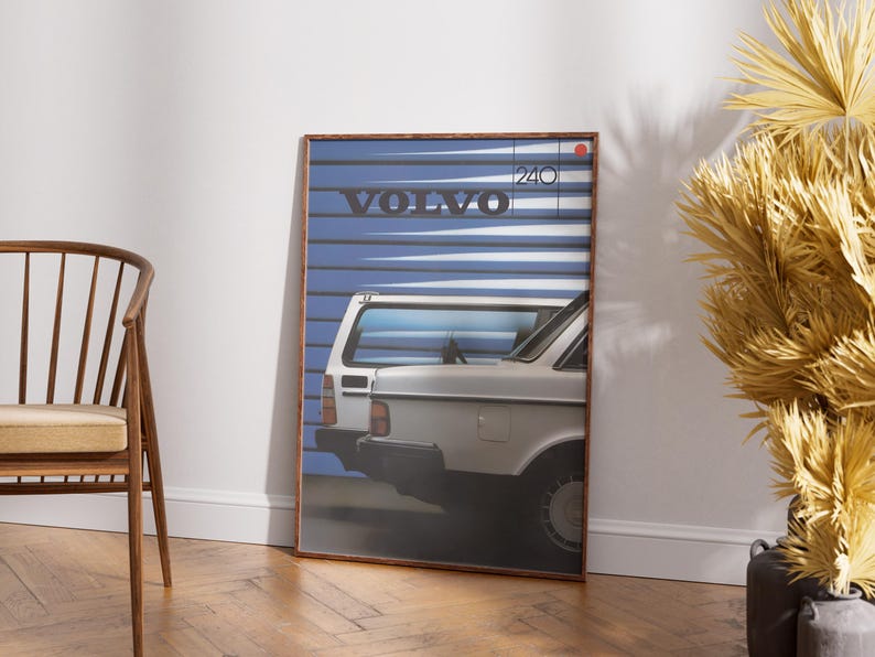 Volvo 240 Lettering Volvo 240 Retro Poster, Vintage Swedish Car Art Print - Etsy
