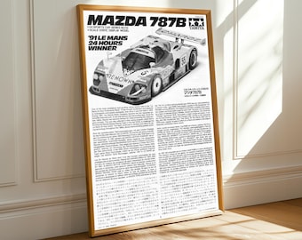 マツダ787Bの優勝絵画‼️ マツダ 787B アートプリント | 象徴的なレースカーのキャンバス絵画