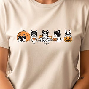 Camiseta de Halloween con calabaza de bulldog francés, camiseta para amantes de los bulldogs franceses, camiseta de temporada espeluznante, camiseta para mamá de bulldog francés, camiseta linda de bulldog francés, ropa para mamá de perro