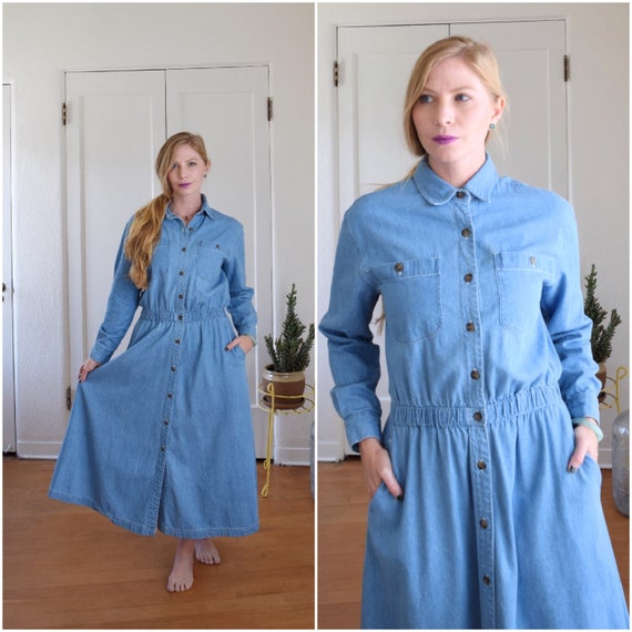 ankle length denim dress