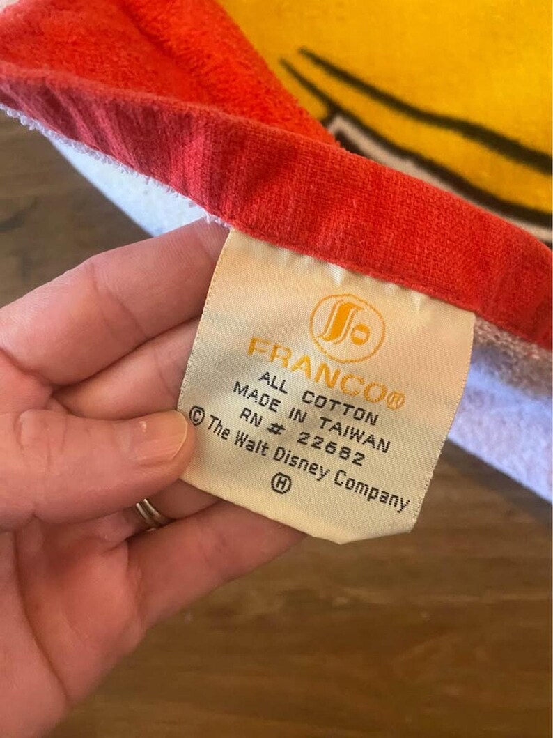 Vintage Mickey Mouse Bath Beach Towel- Disney Made in Taiwan image 3