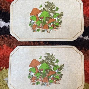 Vintage Merry Mushroom Placemats set of 2