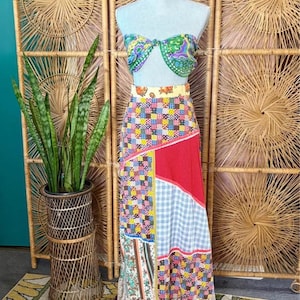 Vintage multicolor patchwork maxi skirt. Size small