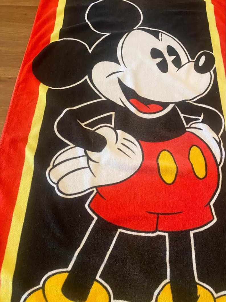 Vintage Mickey Mouse Bath Beach Towel- Disney Made in Taiwan image 2