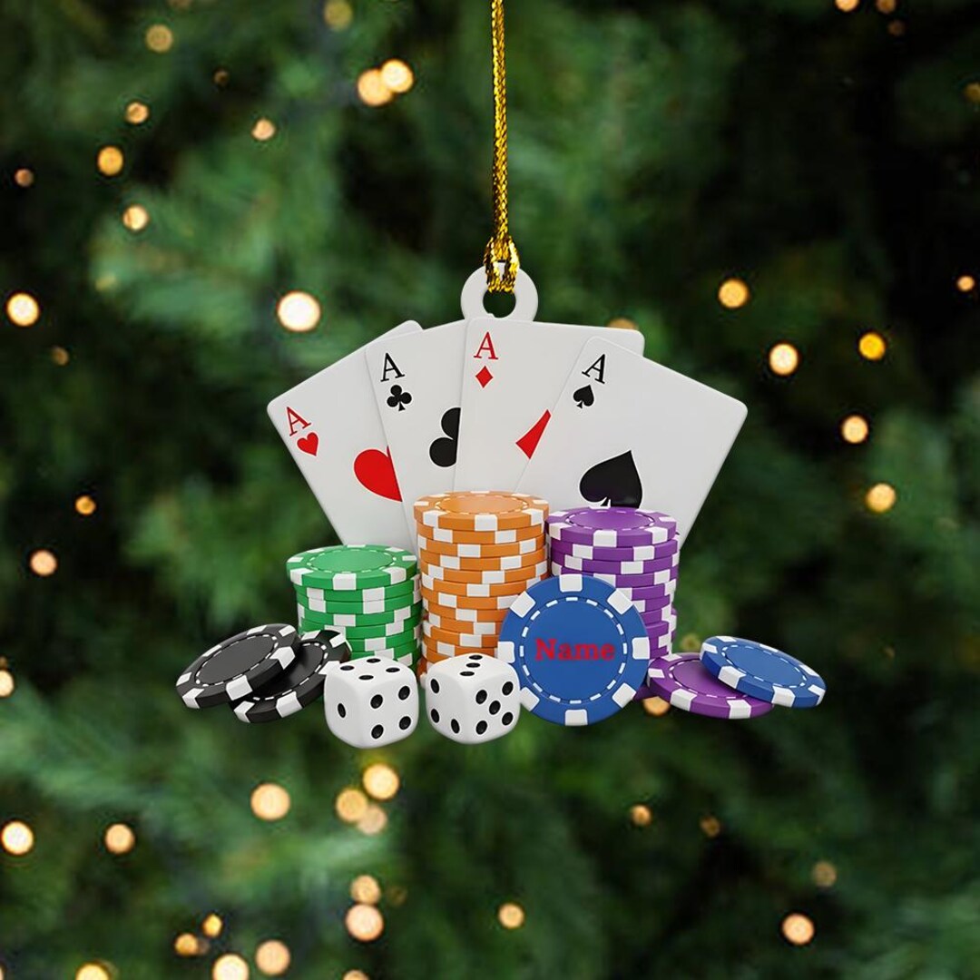 Personalized Poker Chips Christmas Ornament, Card Game Ornament, Casino ...