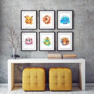Anime Nursery Art,Pokemkn Poster,Pikemon Prints,Polemon Pictures,Pika.chu Wall Art,Pokemo. Wall Decal,Personal Pokeman Poster,Pocemon Print