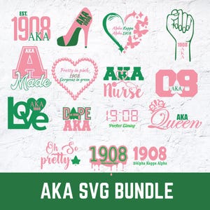 Alpha Kappa Alpha SVG Bundle: Sorority Sisterhood, Pink & Green (Digital Download