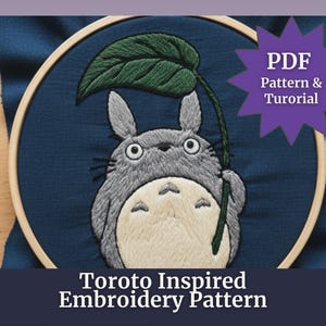 Totoro Inspired Embroidery Pattern | Woodland Creature PDF Tutorial (Digital Download)
