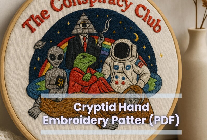 Cryptid Hand Embroidery Pattern: Stitch Tutorial Featuring Alien ...