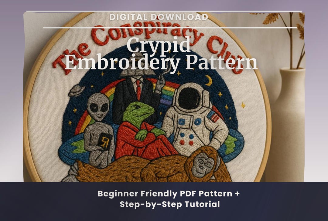 Cryptid Hand Embroidery Pattern: Stitch Tutorial Featuring Alien ...