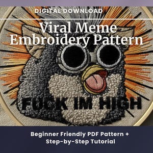 Viral Meme Embroidery Pattern | Gremlin Plush, 90s Nostalgia (Digital Download)