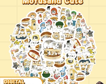 Pegatinas digitales de Mofusand Cat: GoodNotes, Notability (paquete de 60) (archivos PNG)