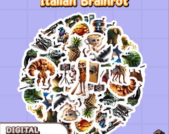Italienische Brainrot Aufkleber, lustige PNG Aufkleber (Digitaler Download)
