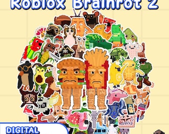 Adesivi Roblox Brainrot 2: pacchetto PNG per download digitale