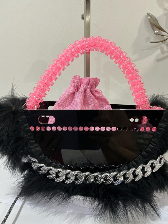 Unique Handmade Statement Bag – Black & Pink Glam Free  display picture 3