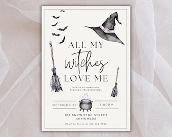 Witch Halloween Birthday Invitation: Spooky Editable Template