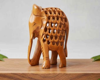 手作り木製象の置物、インド風装飾、高さ4インチ - Etsy 日本