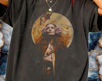 Camiseta de arte musical, camiseta gráfica con estética indie rock, camiseta extragrande con retrato etéreo de los años 90.